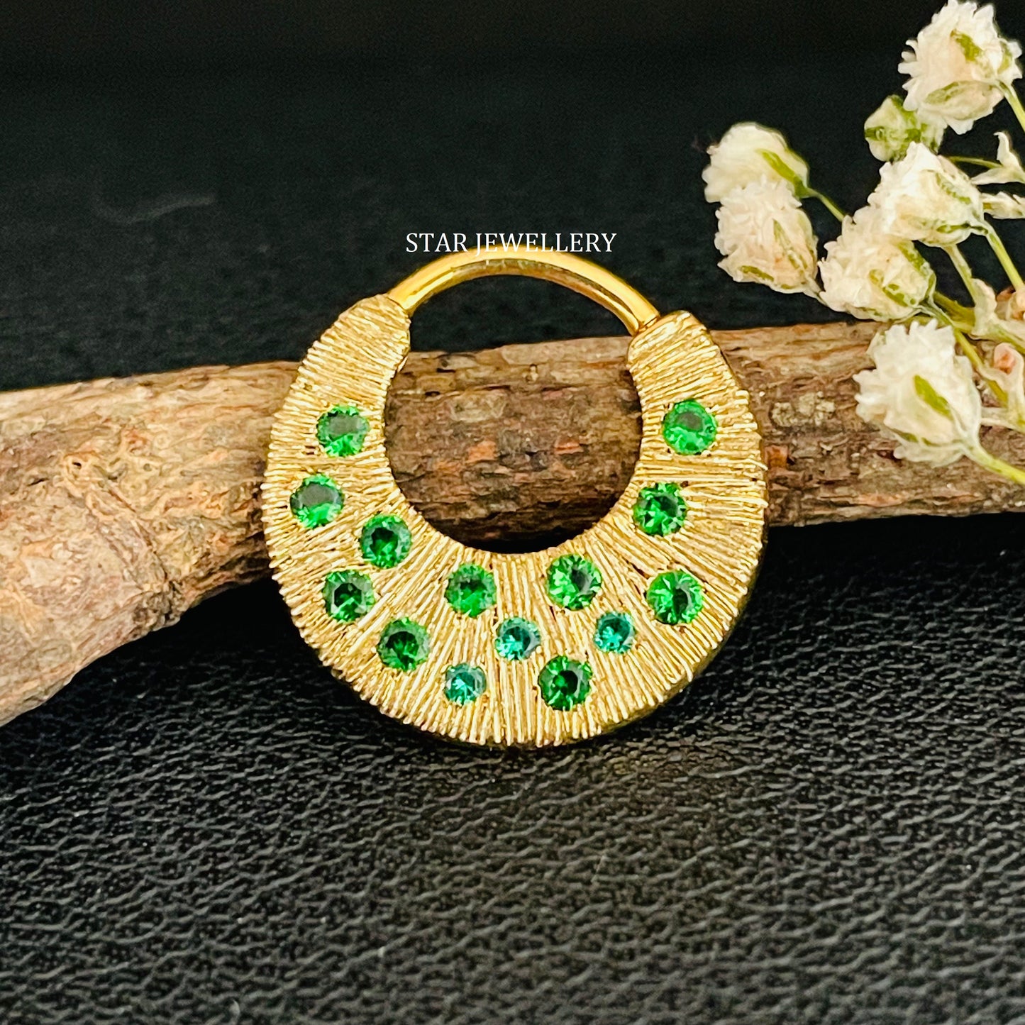 14K Solid Gold Crescent Septum Piercing
