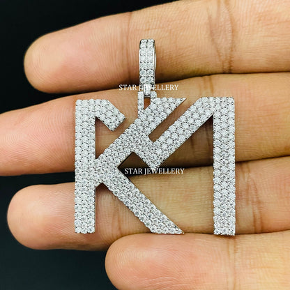 Custom Two Letter Moissanite Icedout Pendant