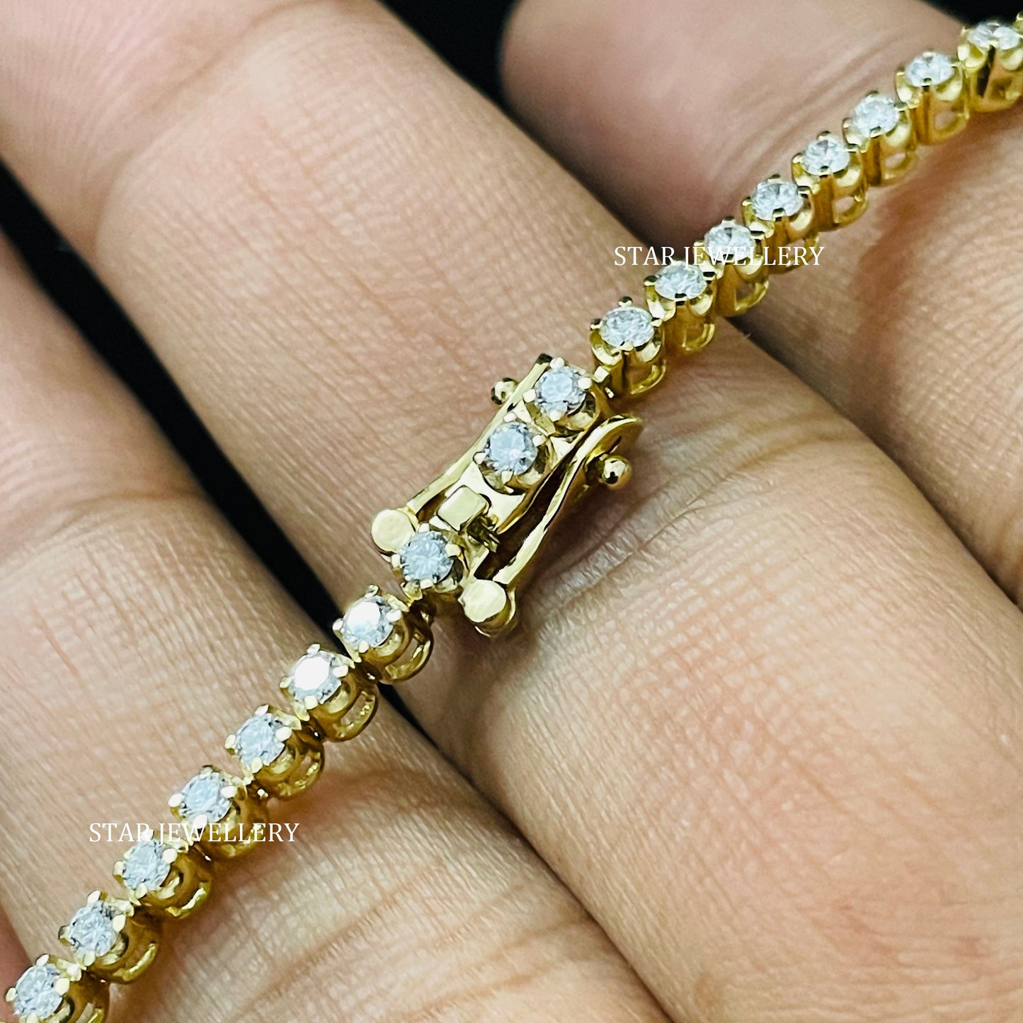 2 mm Natural Diamond Solid Gold Tennis Bracelet