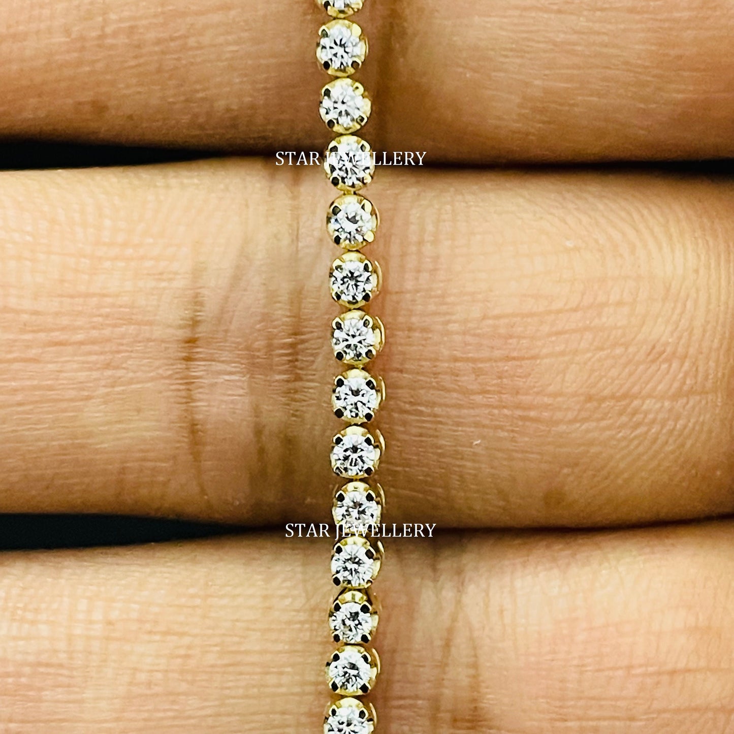 2 mm Natural Diamond Solid Gold Tennis Bracelet