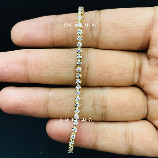 2 mm Natural Diamond Solid Gold Tennis Bracelet