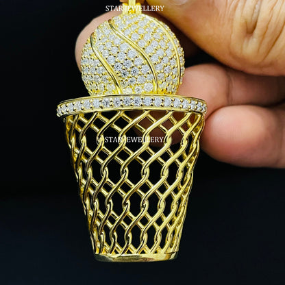 VVS Moissanite Basket Ball Pendant for him