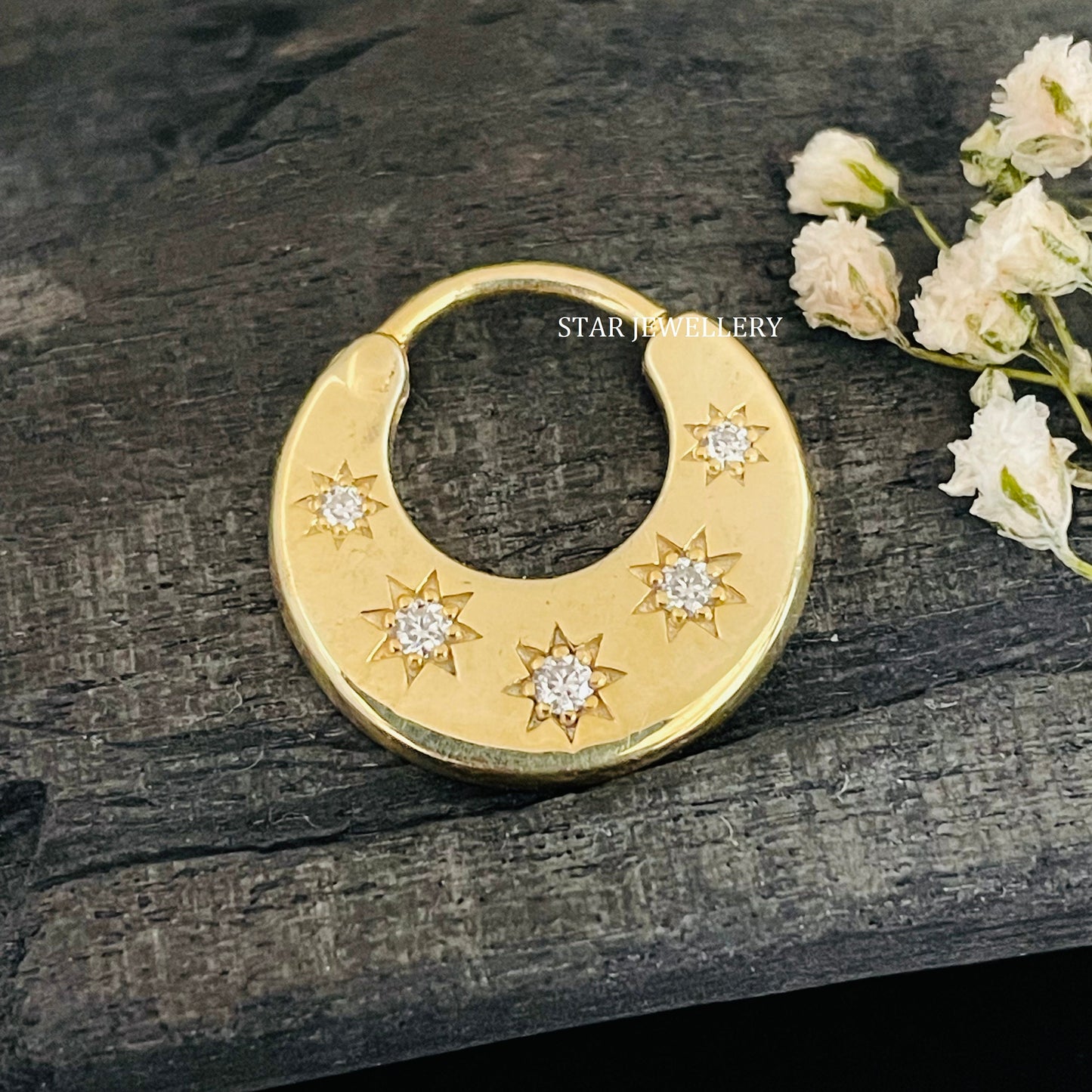 Natural Diamond Crescent Septum Piercing