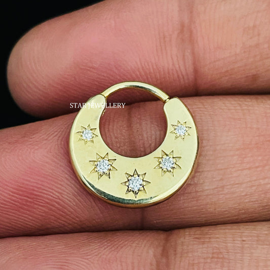 Natural Diamond Crescent Septum Piercing