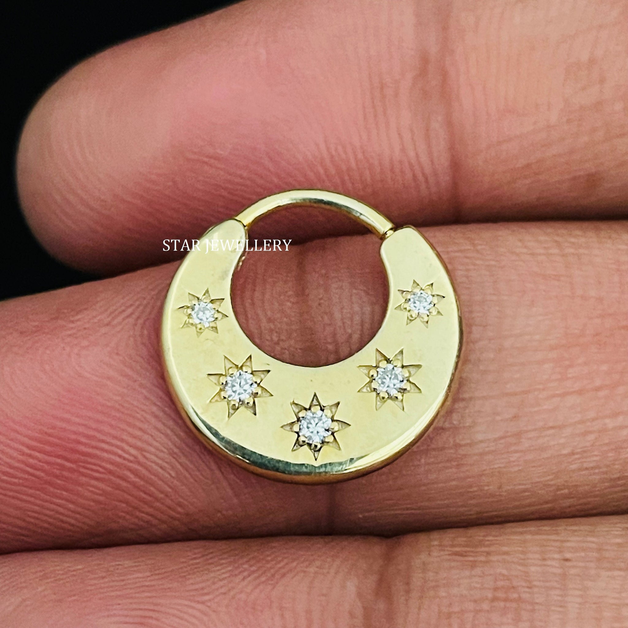 Natural Diamond Crescent Septum Piercing