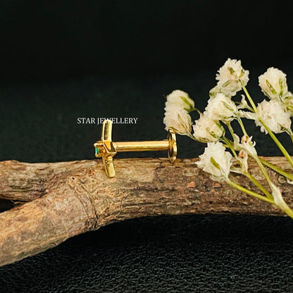Green CZ Diamond STAR Nose Pin