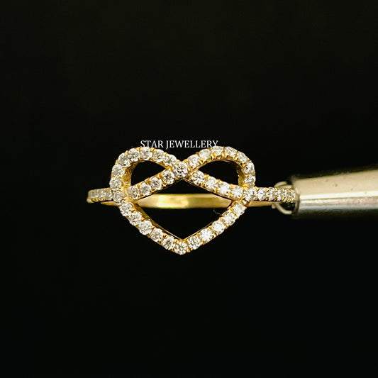 Solid Gold Natural Diamond Infinity Heart Ring