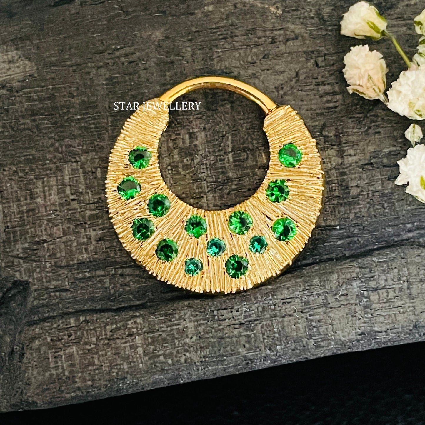 14K Solid Gold Crescent Septum Piercing