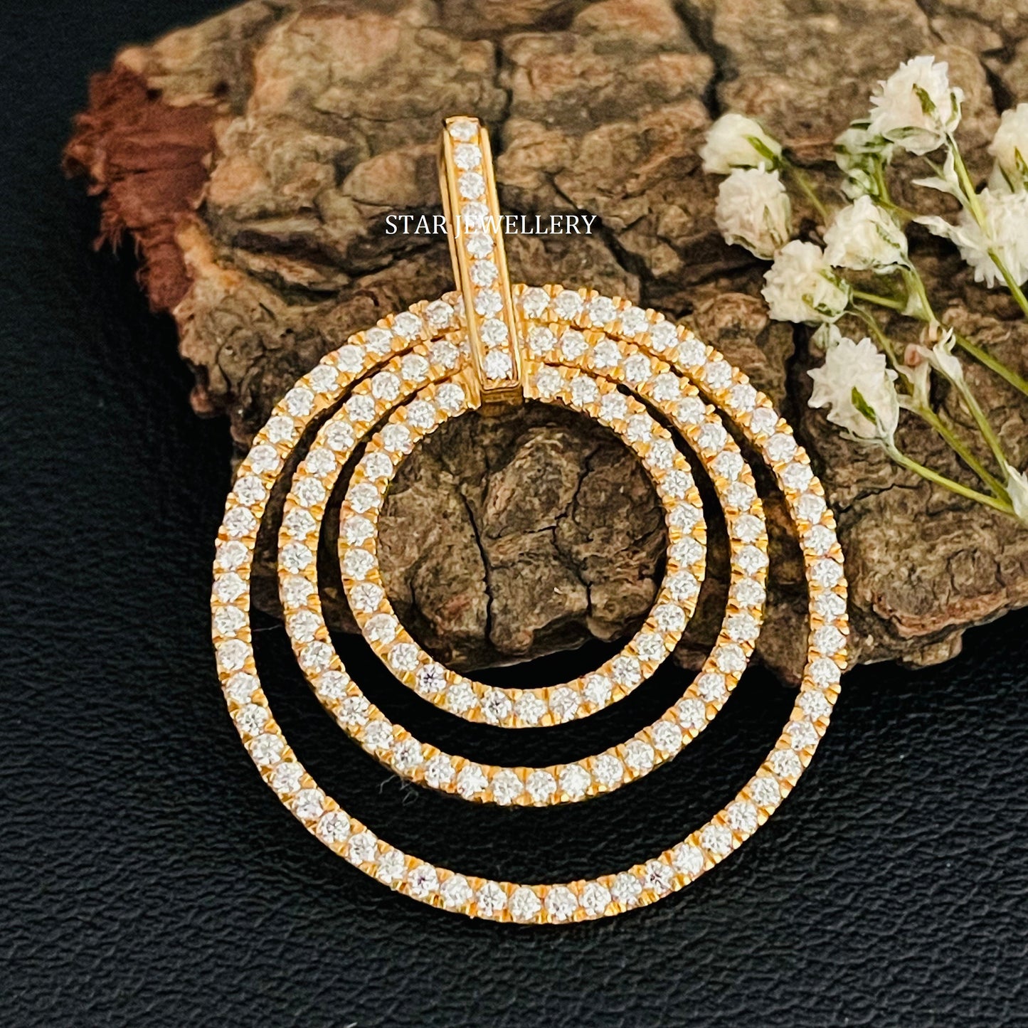Three Concentric Circles Diamond Pendant