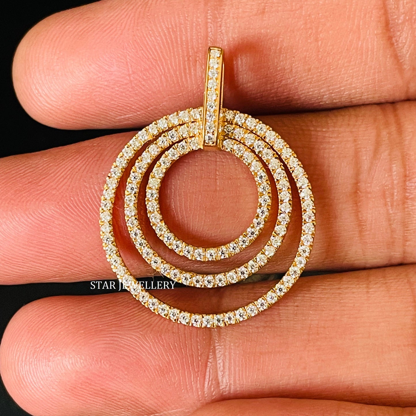 Three Concentric Circles Diamond Pendant