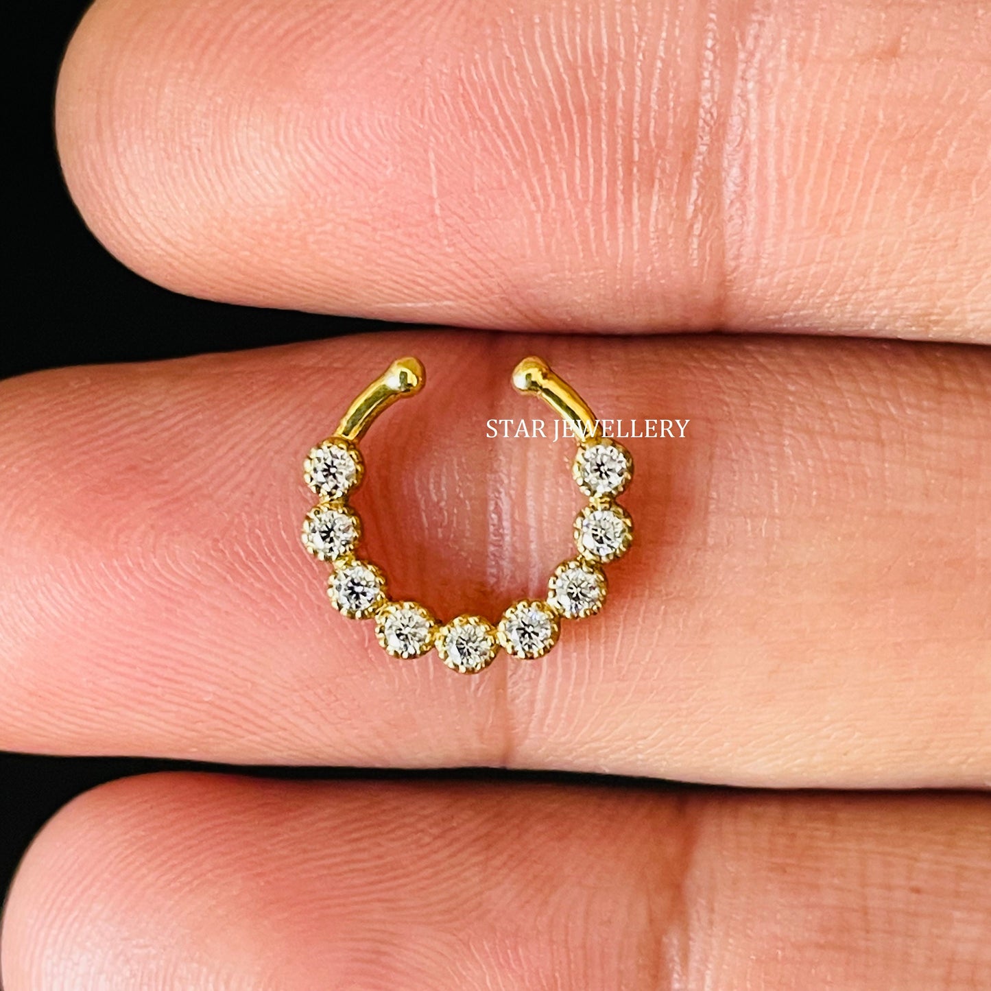 Natural Diamond Miligrain Fake Daith Piercing