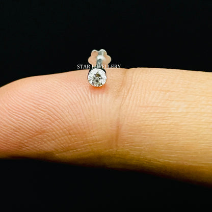 Solid Gold Invisible Set Diamond Stud Earring