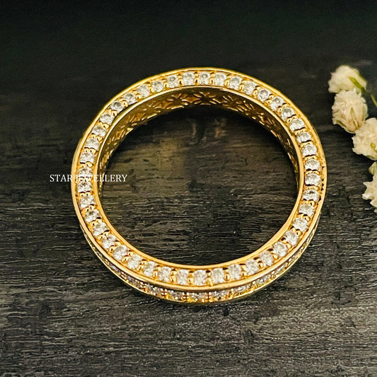 14K Solid Gold  Pave Set Lab Diamond Eternity Wedding Ring