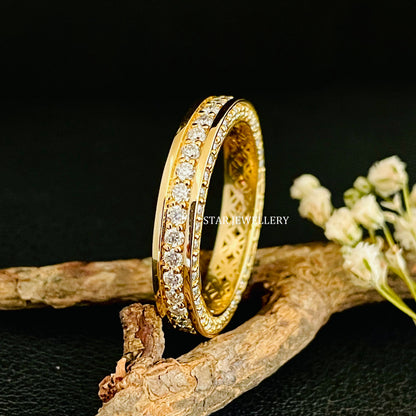 14K Solid Gold  Pave Set Lab Diamond Eternity Wedding Ring