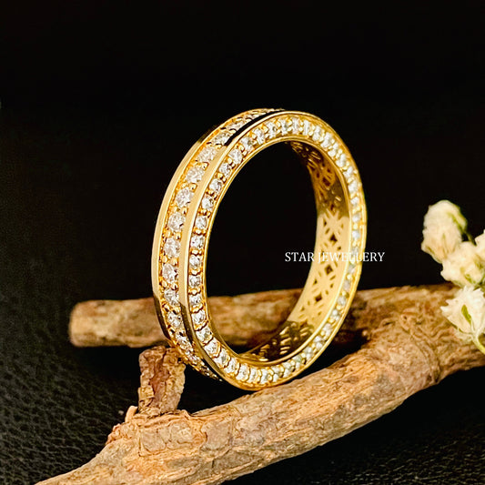 14K Solid Gold  Pave Set Lab Diamond Eternity Wedding Ring