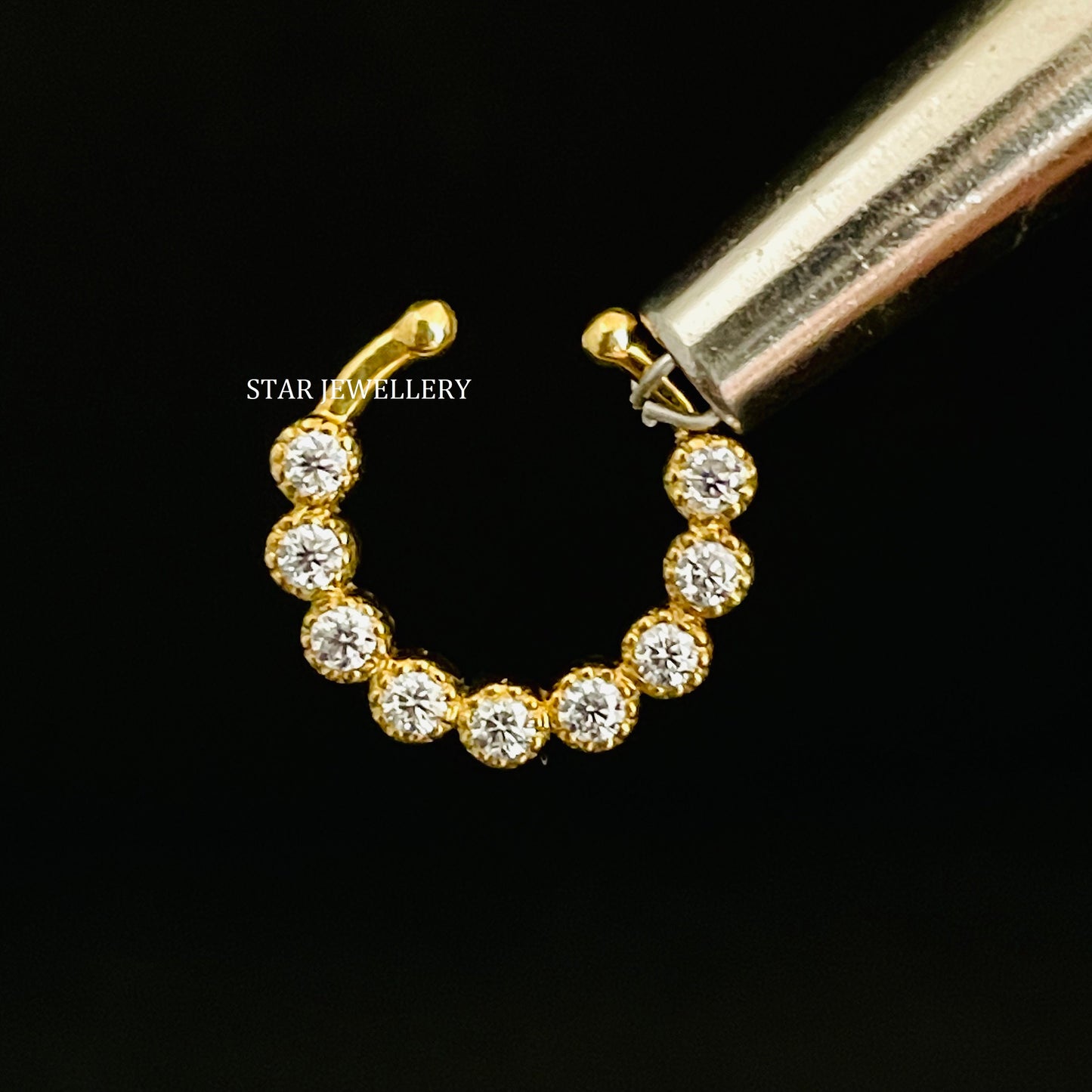 Natural Diamond Miligrain Fake Daith Piercing