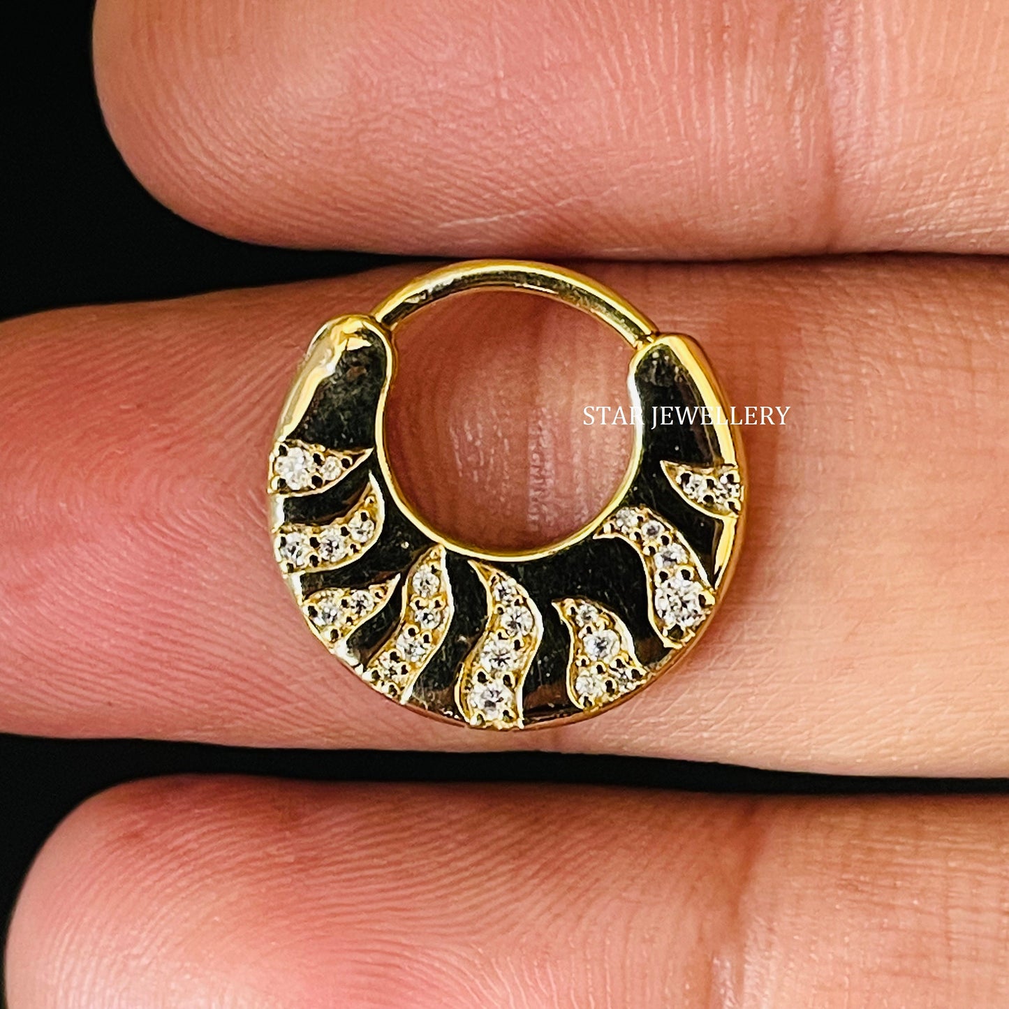 Natural Diamond Crescent Septum Fire Piercing