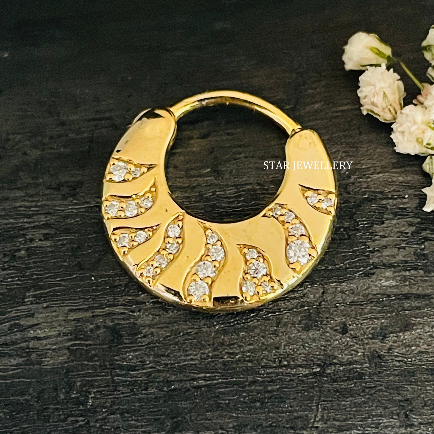 Natural Diamond Crescent Septum Fire Piercing
