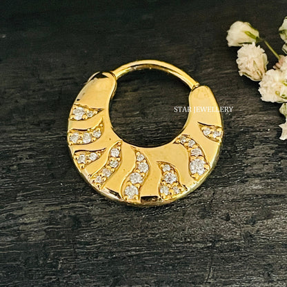 Natural Diamond Crescent Septum Fire Piercing
