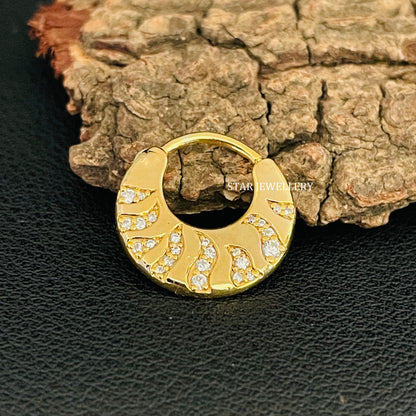 Natural Diamond Crescent Septum Fire Piercing