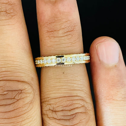 14K Solid Gold  Pave Set Lab Diamond Eternity Wedding Ring