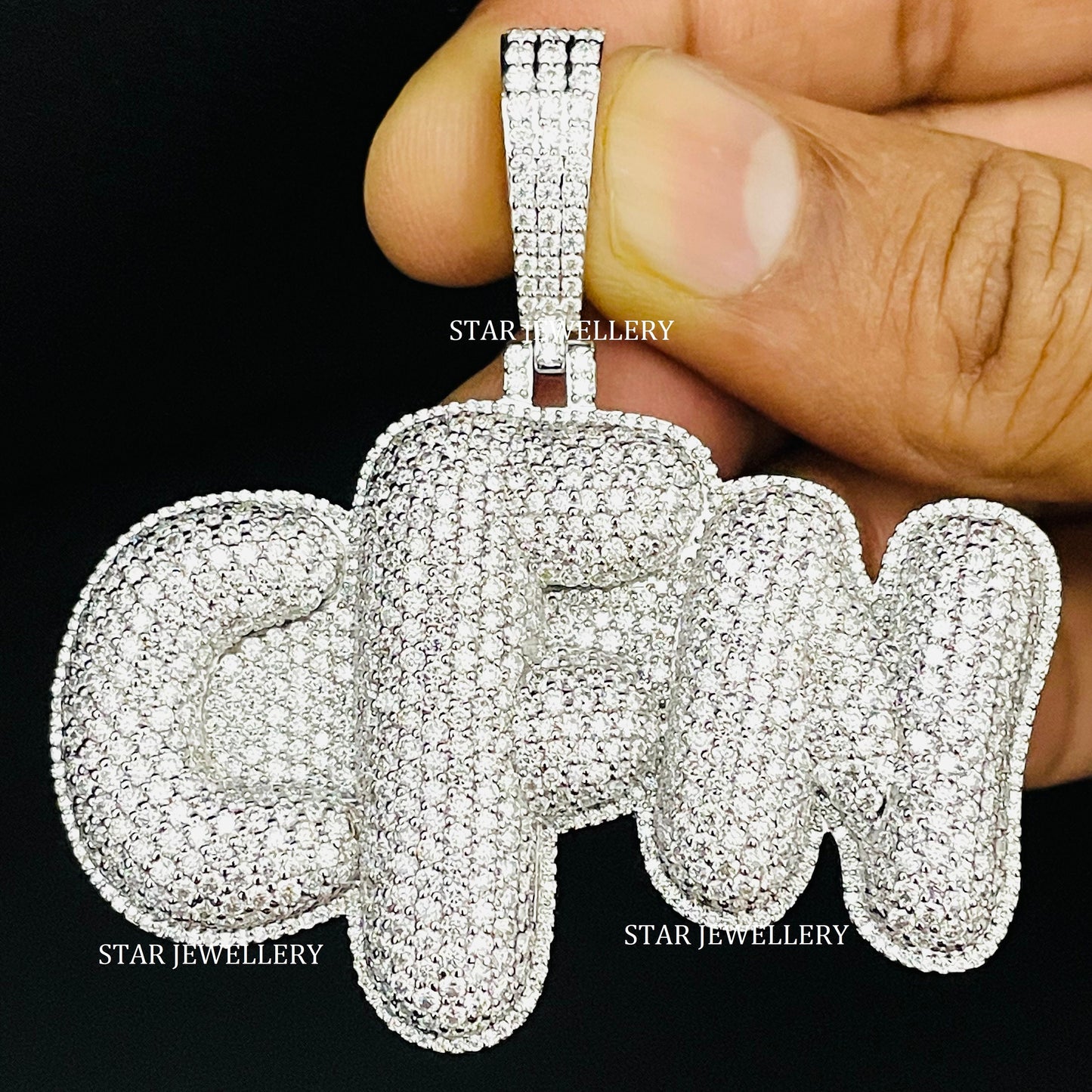 VVS Moissanite Custom Puffed Letter Icedout Pendant