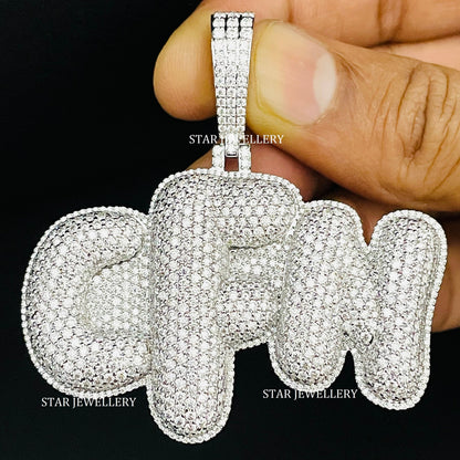 VVS Moissanite Custom Puffed Letter Icedout Pendant