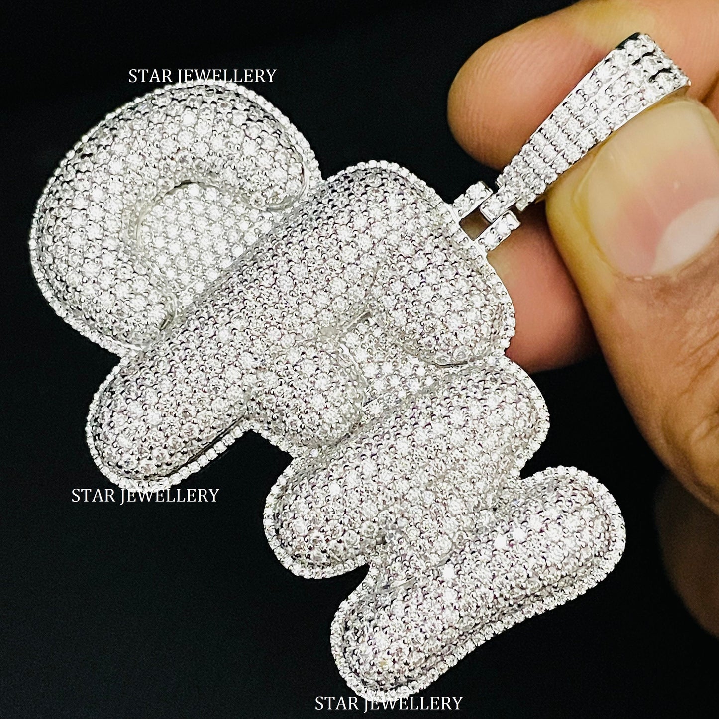 VVS Moissanite Custom Puffed Letter Icedout Pendant