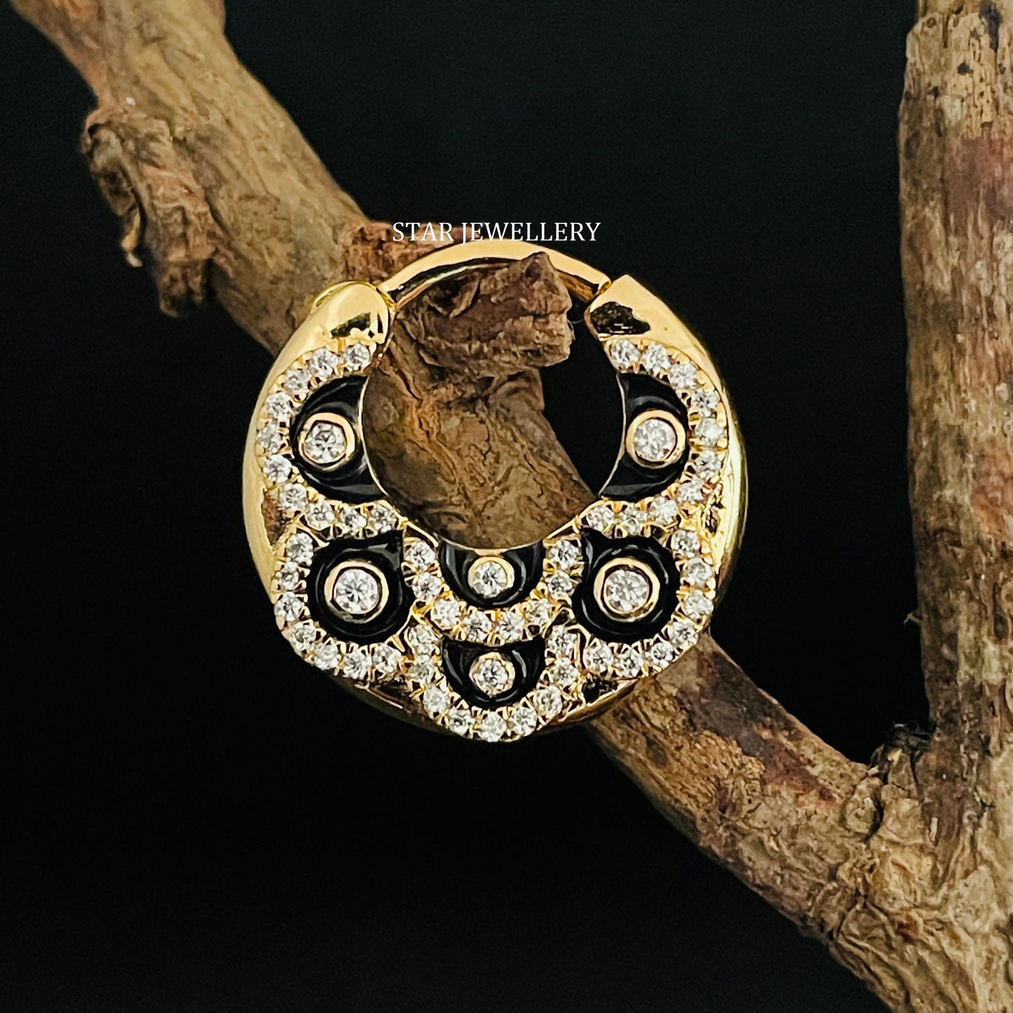 Micro Set Natural Diamond Septum Clicker Piercing with Black Enamel
