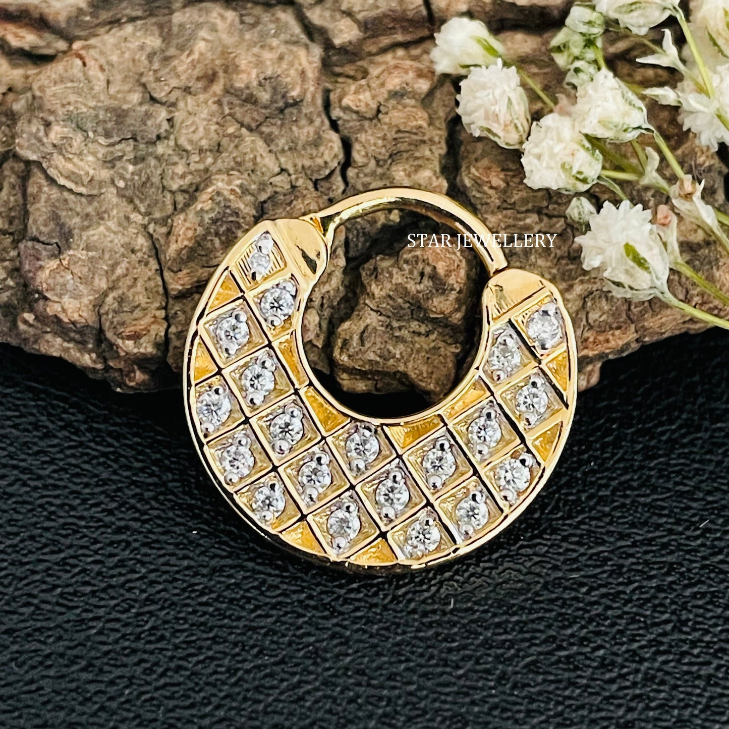 Pave Set Natural Diamond Septum Clicker Piercing