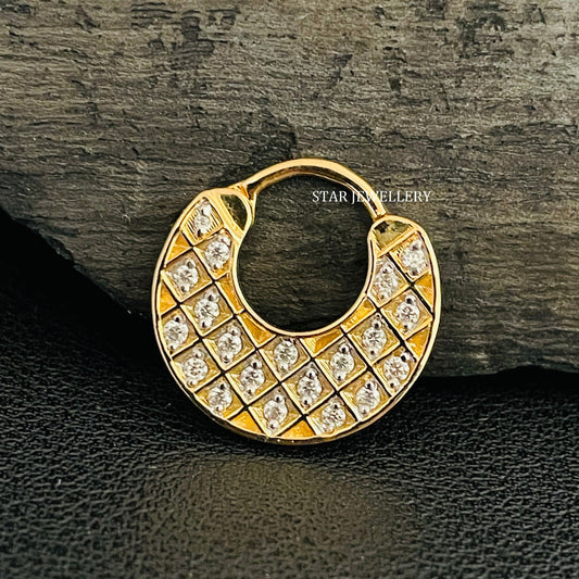 Pave Set Natural Diamond Septum Clicker Piercing