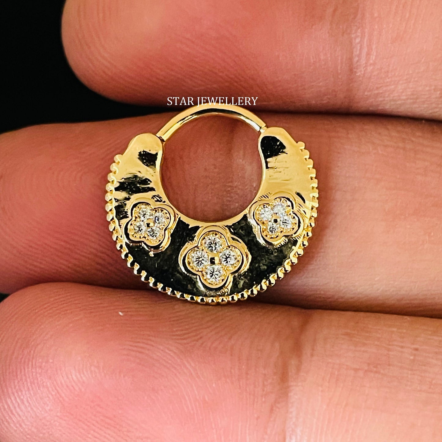 Natural Diamond Solid Gold Septum Clicker Piercing