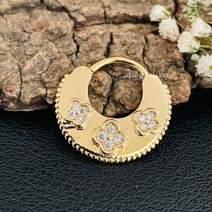 Natural Diamond Solid Gold Septum Clicker Piercing