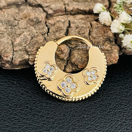 Natural Diamond Solid Gold Septum Clicker Piercing
