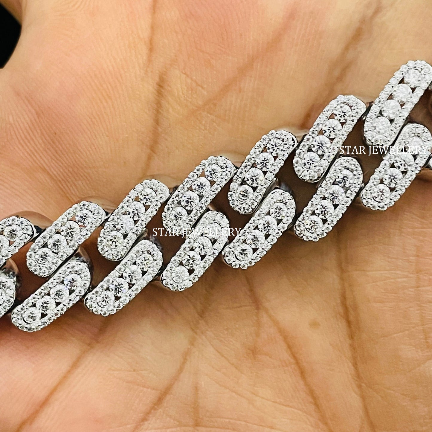 VVS Moissanite 15 MM Wide Unisex Diamond Cuban Linked Chain, 15 MM Unisex Moissanite Cuban Necklace, Silver Moissanite Miami Cuban Chain