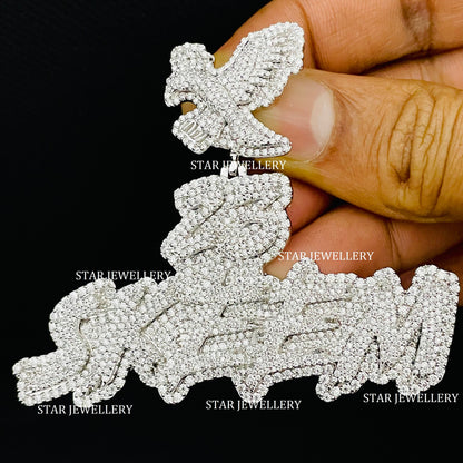 Custom Letter Name VVS Moissanite Icedout Pendant