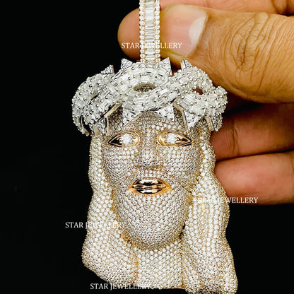 VVS Moissanite Diamond Jesus Pendantted Jesus Pendant