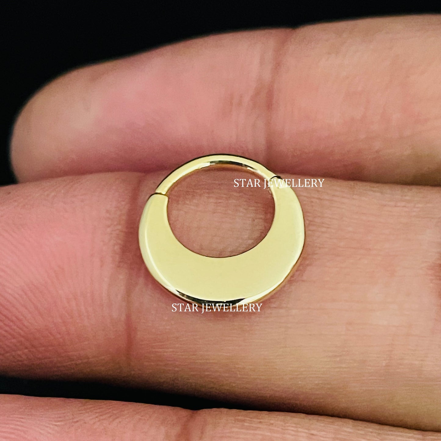Solid Gold Crescent Moon Septum Clicker Piercing