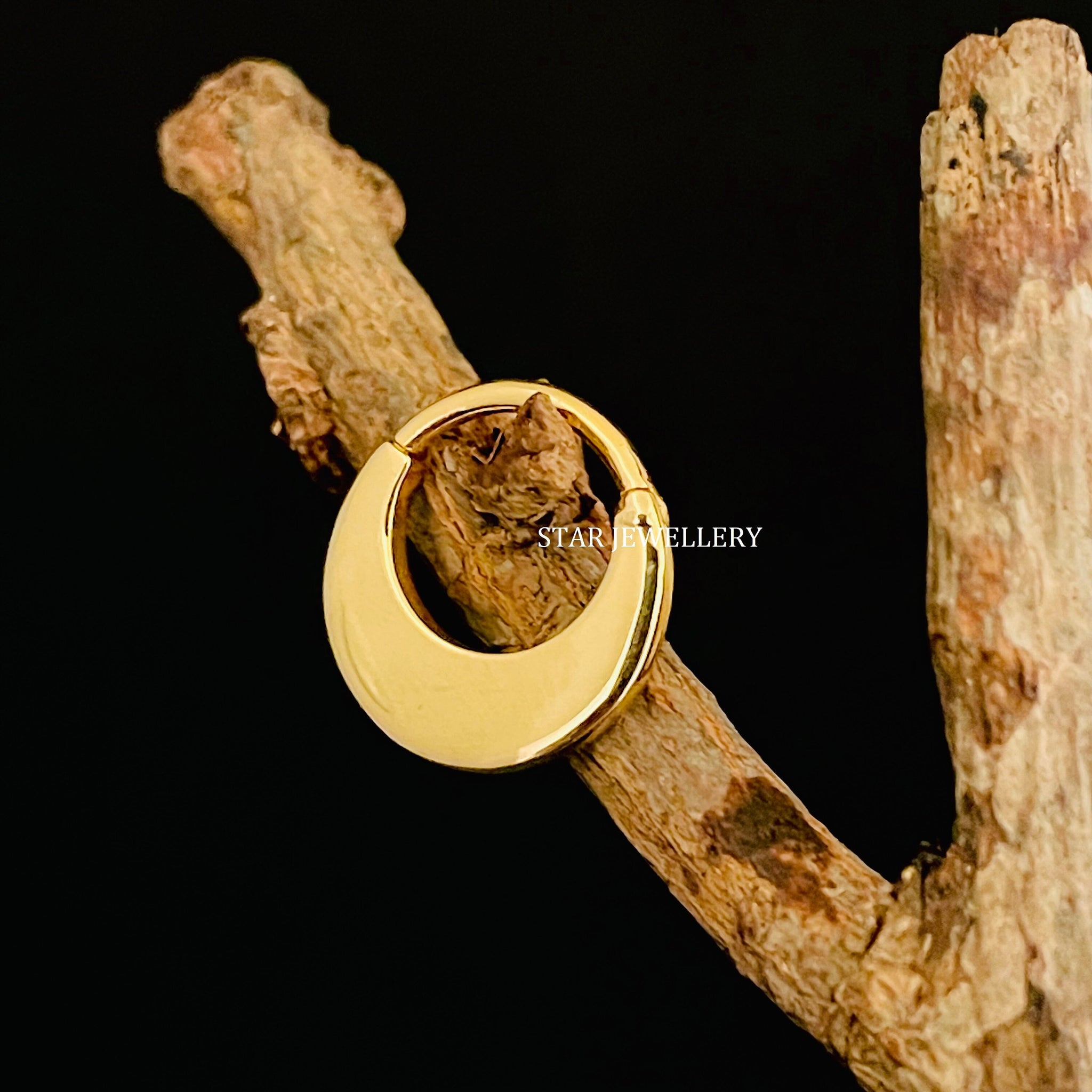 Solid Gold Crescent Moon Septum Clicker Piercing