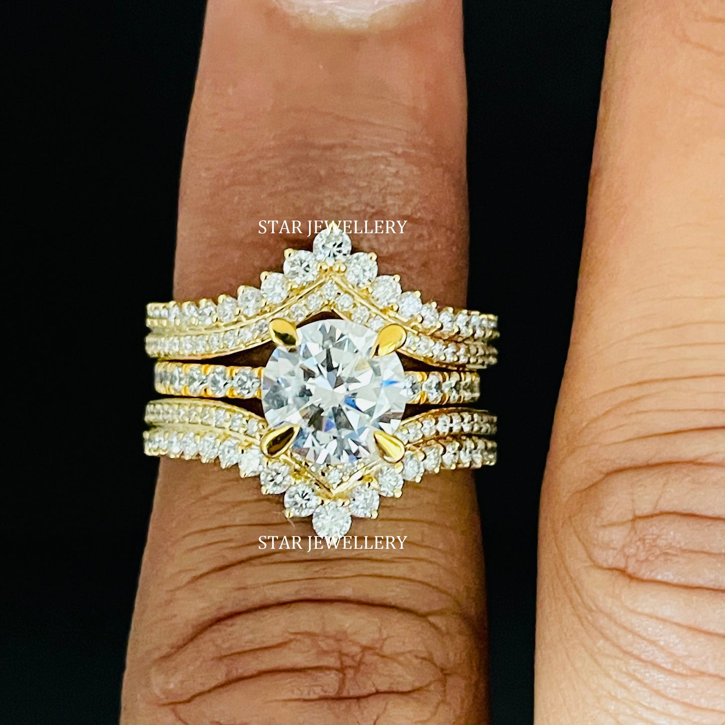 14K Solid Gold Natural Diamond Matching Band for Solitaire Engagement Ring