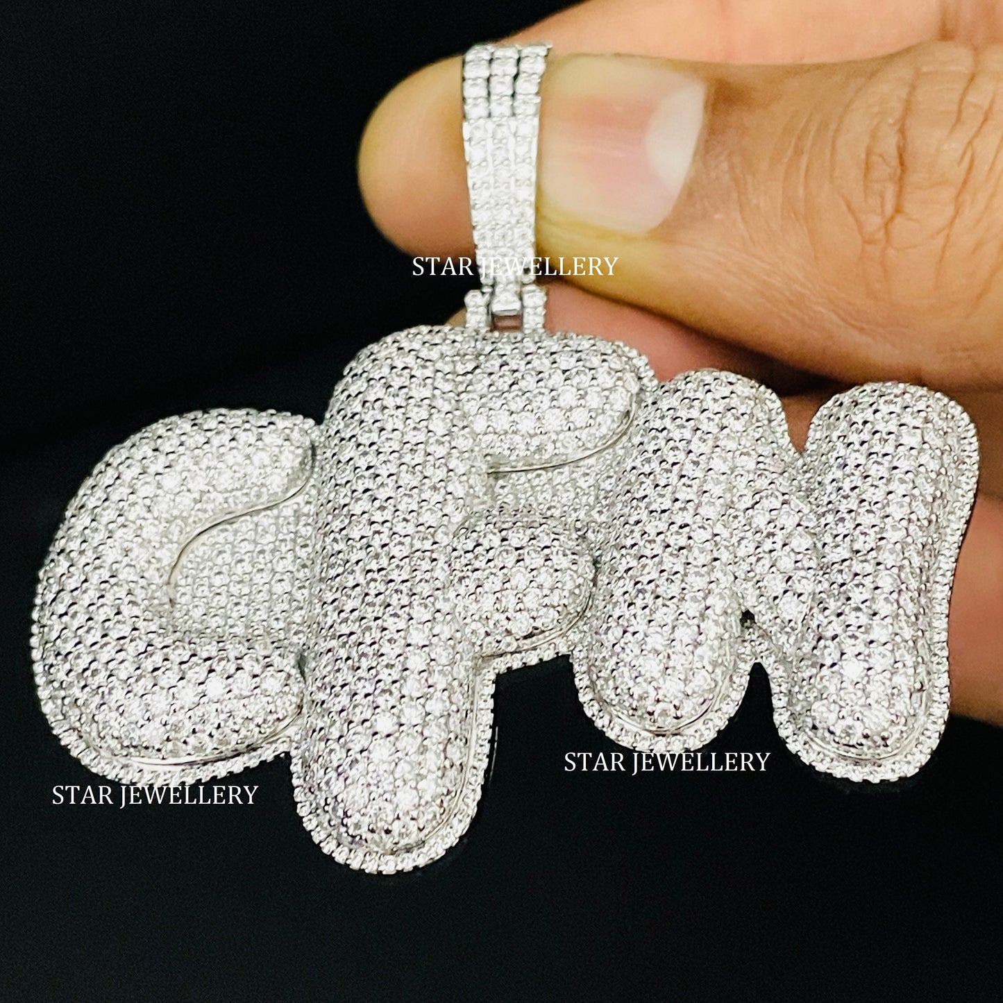 VVS Moissanite Custom Puffed Letter Icedout Pendant