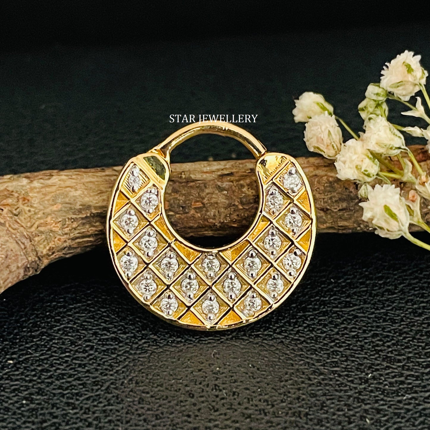 Pave Set Natural Diamond Septum Clicker Piercing