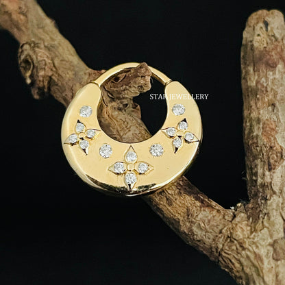 Natural Diamond Solid Gold Septum Clicker Piercing