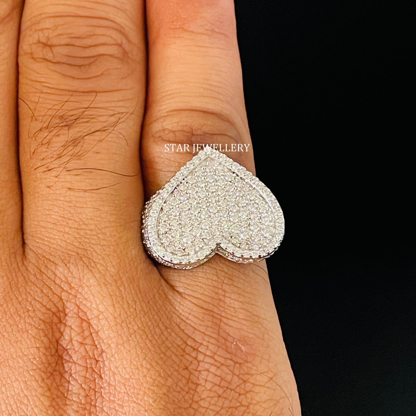VVS Moissanite Iced out Heart Ring with 925 Sterling Silver