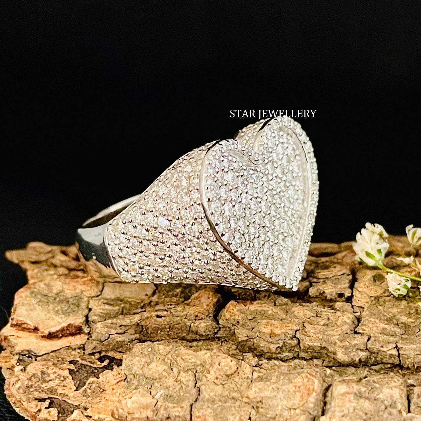 Unisex VVS Moissanite Icedout Heart Ring for her