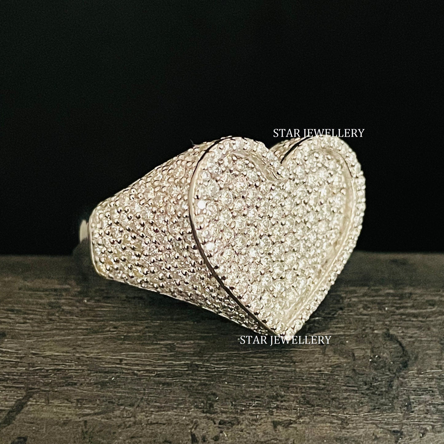 Unisex VVS Moissanite Icedout Heart Ring for her