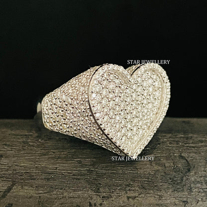 Unisex VVS Moissanite Icedout Heart Ring for her