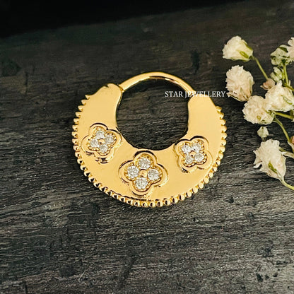 Natural Diamond Solid Gold Septum Clicker Piercing