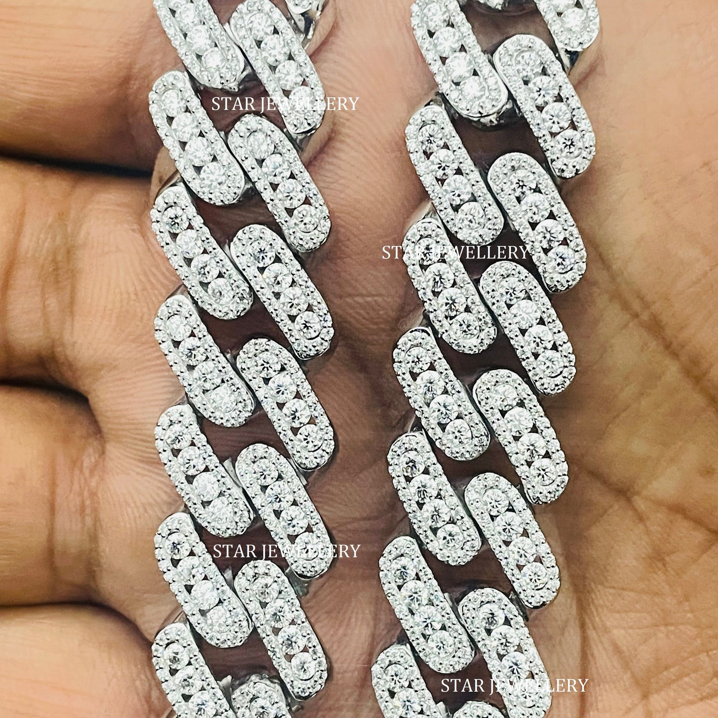 VVS Moissanite 15 MM Wide Unisex Diamond Cuban Linked Chain, 15 MM Unisex Moissanite Cuban Necklace, Silver Moissanite Miami Cuban Chain