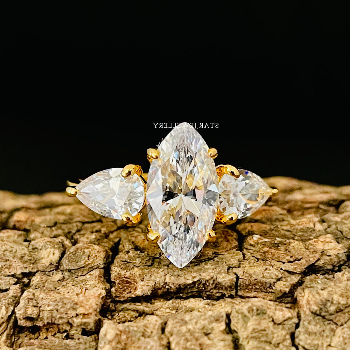 CVD HPHT lab grown diamond marquise cut engagement ring
